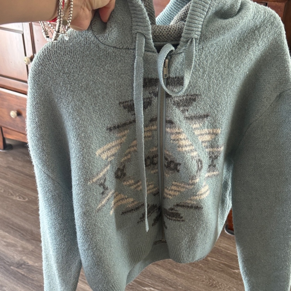 Ariat Light Blue Aztec Zip Hoodie Sweater